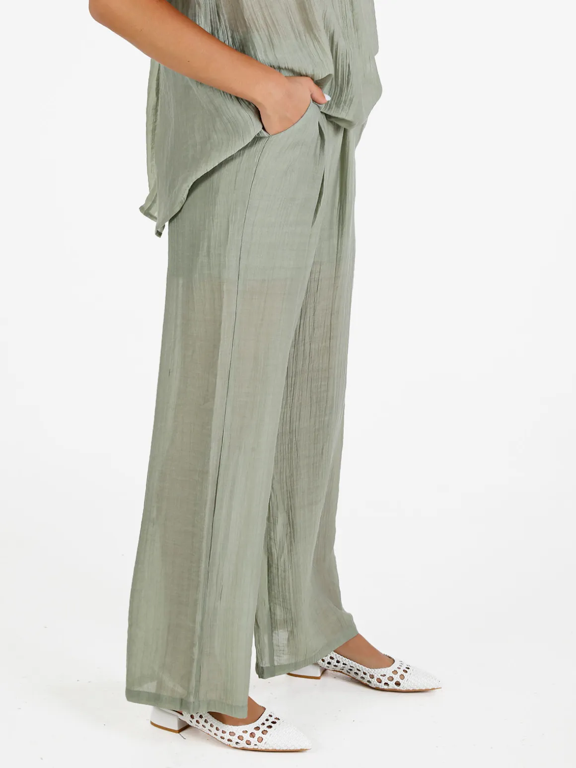 Sweet Miss Pantaloni donna a gamba larga - pistacchio