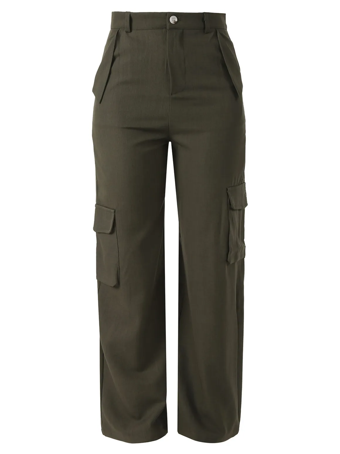 Sweet Miss Pantaloni donna a palazzo con tasconi laterali - militare