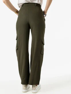 Sweet Miss Pantaloni donna a palazzo con tasconi laterali - militare