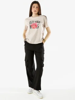Sweet Miss Pantaloni donna a palazzo con tasconi laterali - nero