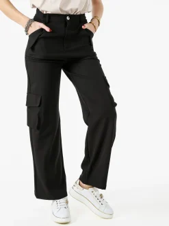 Sweet Miss Pantaloni donna a palazzo con tasconi laterali - nero