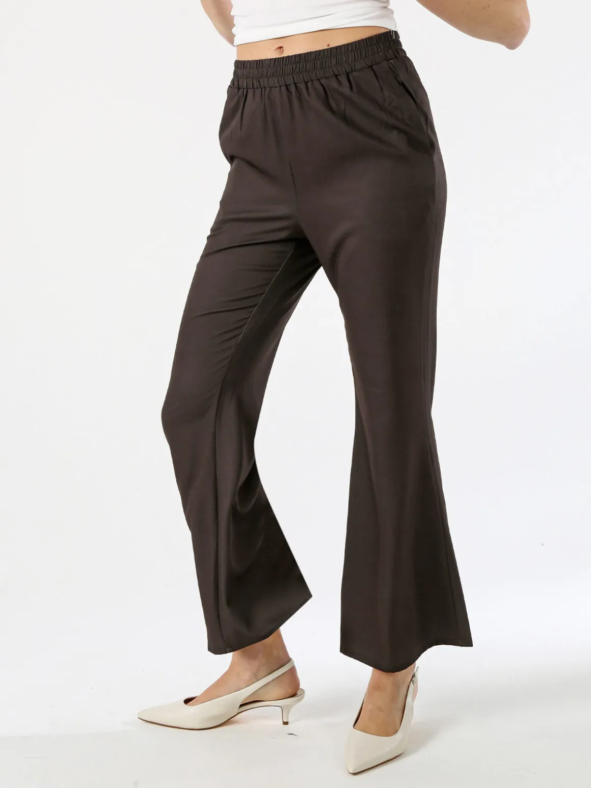 Sweet Miss Pantaloni donna cropped con finale largo - militare