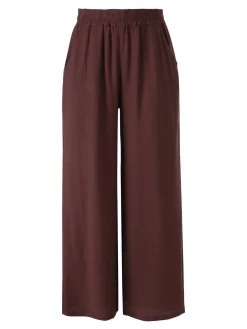 Sweet Miss Pantaloni donna in viscosa a gamba larga - moro