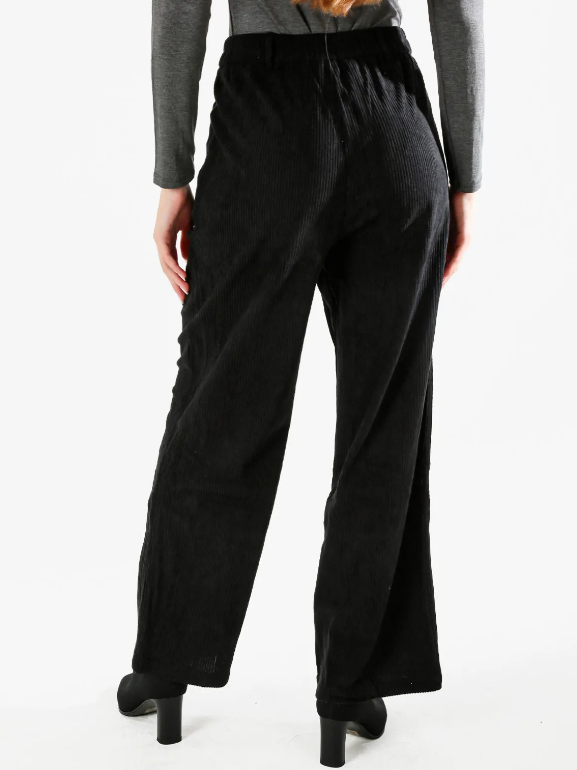 Sweet Miss Pantaloni donna in velluto a gamba larga - nero