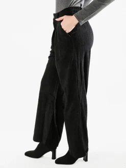 Sweet Miss Pantaloni donna in velluto a gamba larga - nero