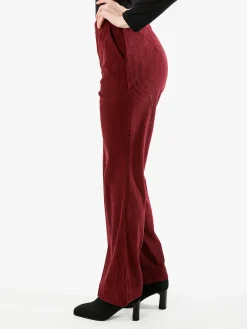 Sweet Miss Pantaloni donna in velluto a coste con finale a zampa - bordeaux
