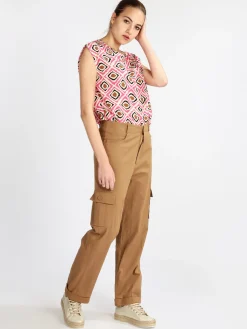 Sweet Miss Pantaloni in lino da donna con tasconi