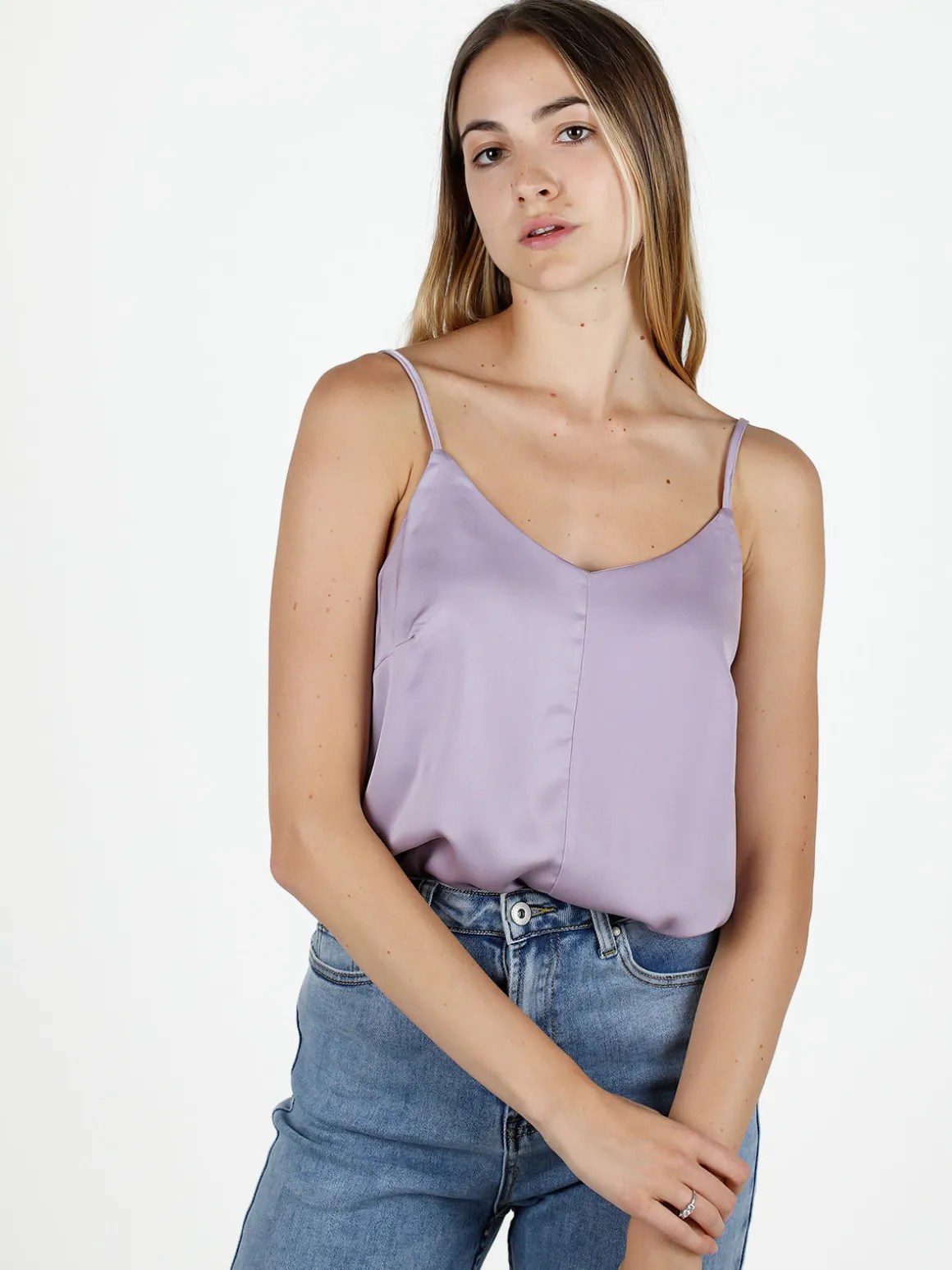 Sweet Miss Top donna con spalline sottili effetto raso