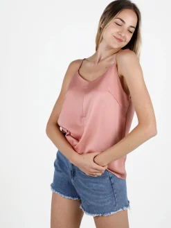 Sweet Miss Top donna con spalline sottili effetto raso