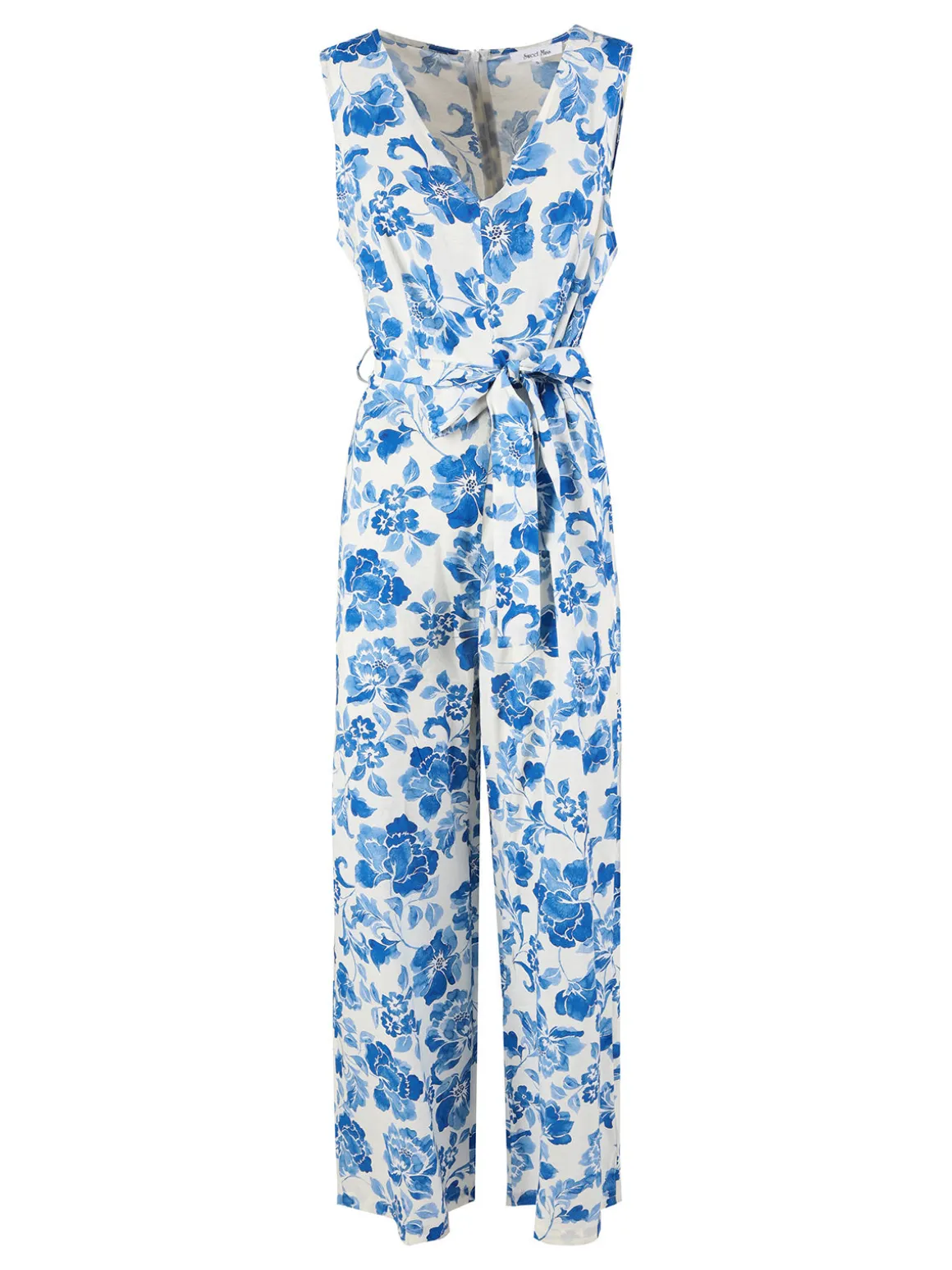 Sweet Miss Tuta lunga jumpsuite donna senza maniche con stampa floreale