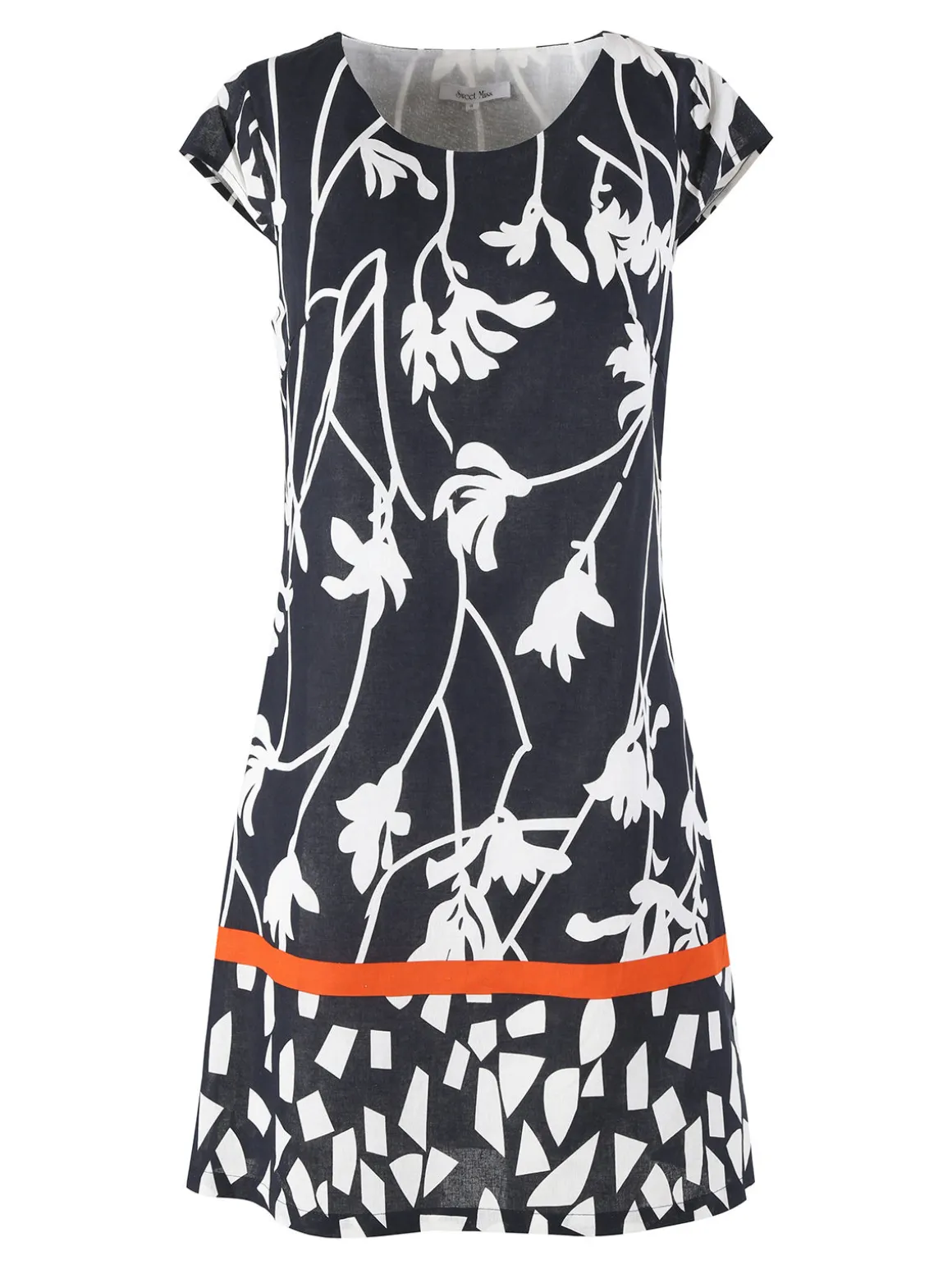 Sweet Miss Vestito donna a maniche corte in misto lino e cotone