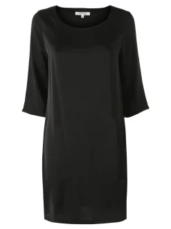 Sweet Miss Vestito donna con maniche a 3/4 in tessuto effetto raso - nero