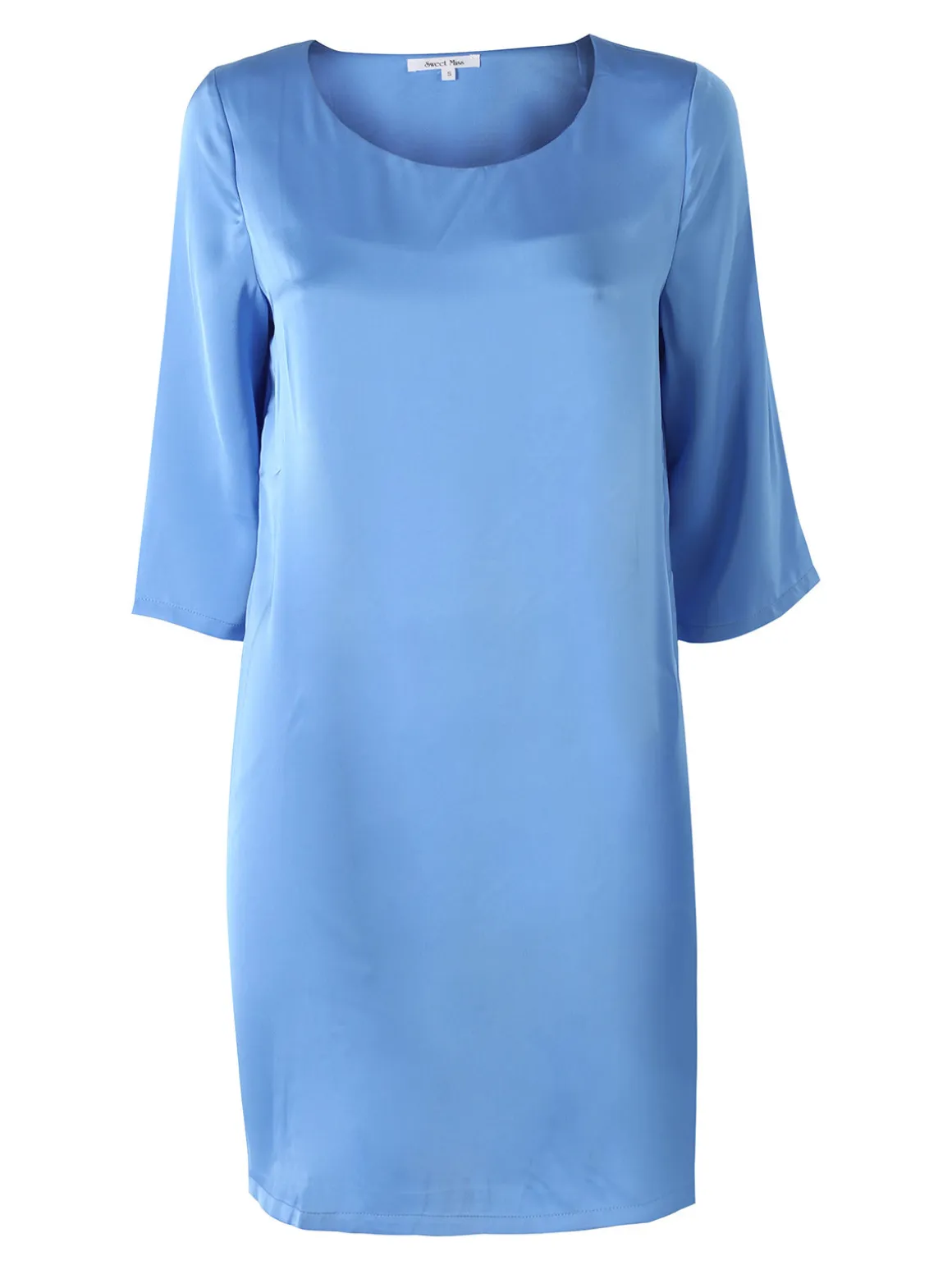 Sweet Miss Vestito donna con maniche a 3/4 in tessuto effetto raso - azzurro