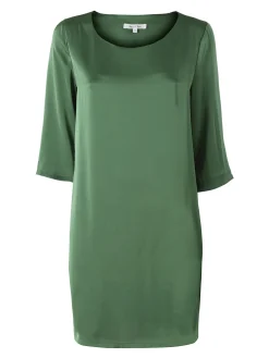 Sweet Miss Vestito donna con maniche a 3/4 in tessuto effetto raso - verde