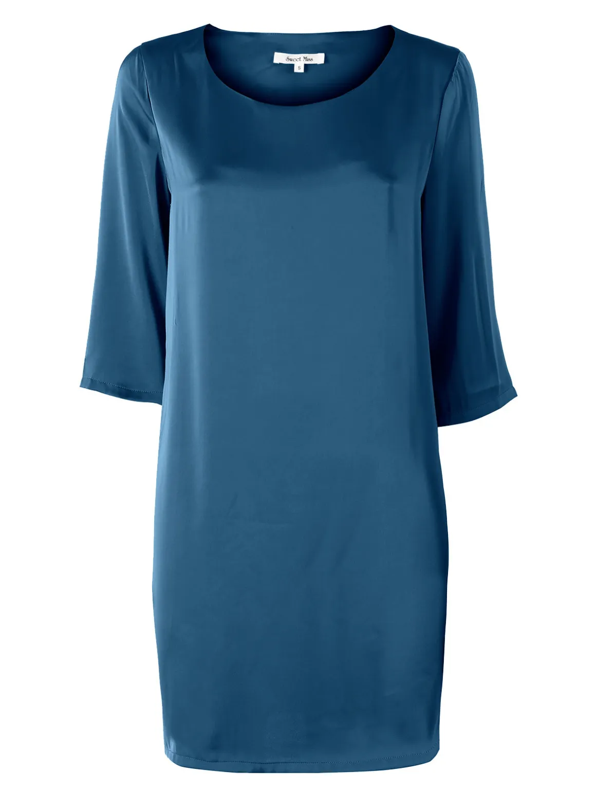 Sweet Miss Vestito donna con maniche a 3/4 in tessuto effetto raso - ottanio
