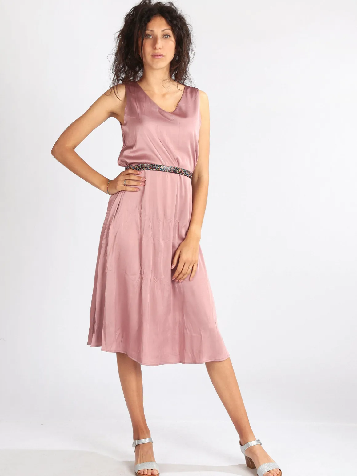 Sweet Miss Vestito donna smanicato effetto seta