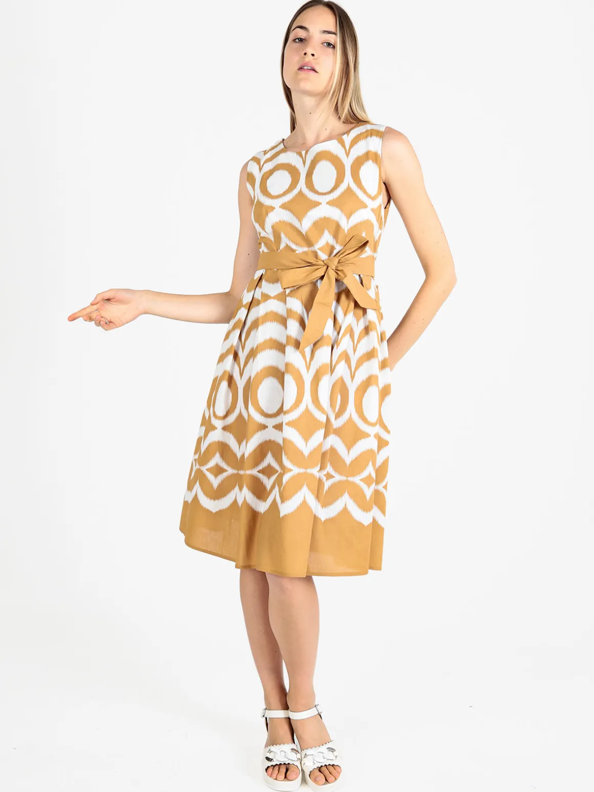 Sweet Miss Vestito donna smanicato in misto cotone e lino