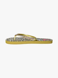 Sweet Years Infradito donna animalier in gomma con strass e pietre - giallo