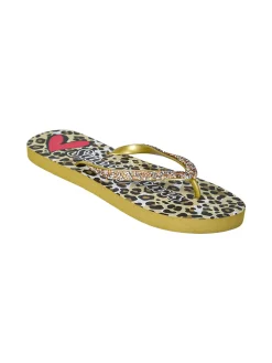 Sweet Years Infradito donna animalier in gomma con strass e pietre - giallo