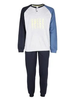 Sweet Years Pigiama lungo da uomo in caldo cotone interlock