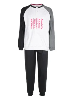 Sweet Years Pigiama lungo da uomo in caldo cotone interlock