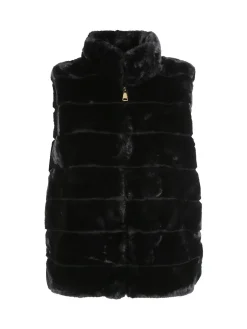 Swish Jeans Gilet donna in ecopelliccia- nero