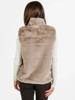 Swish Jeans Gilet donna in ecopelliccia - khaki