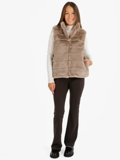 Swish Jeans Gilet donna in ecopelliccia - khaki