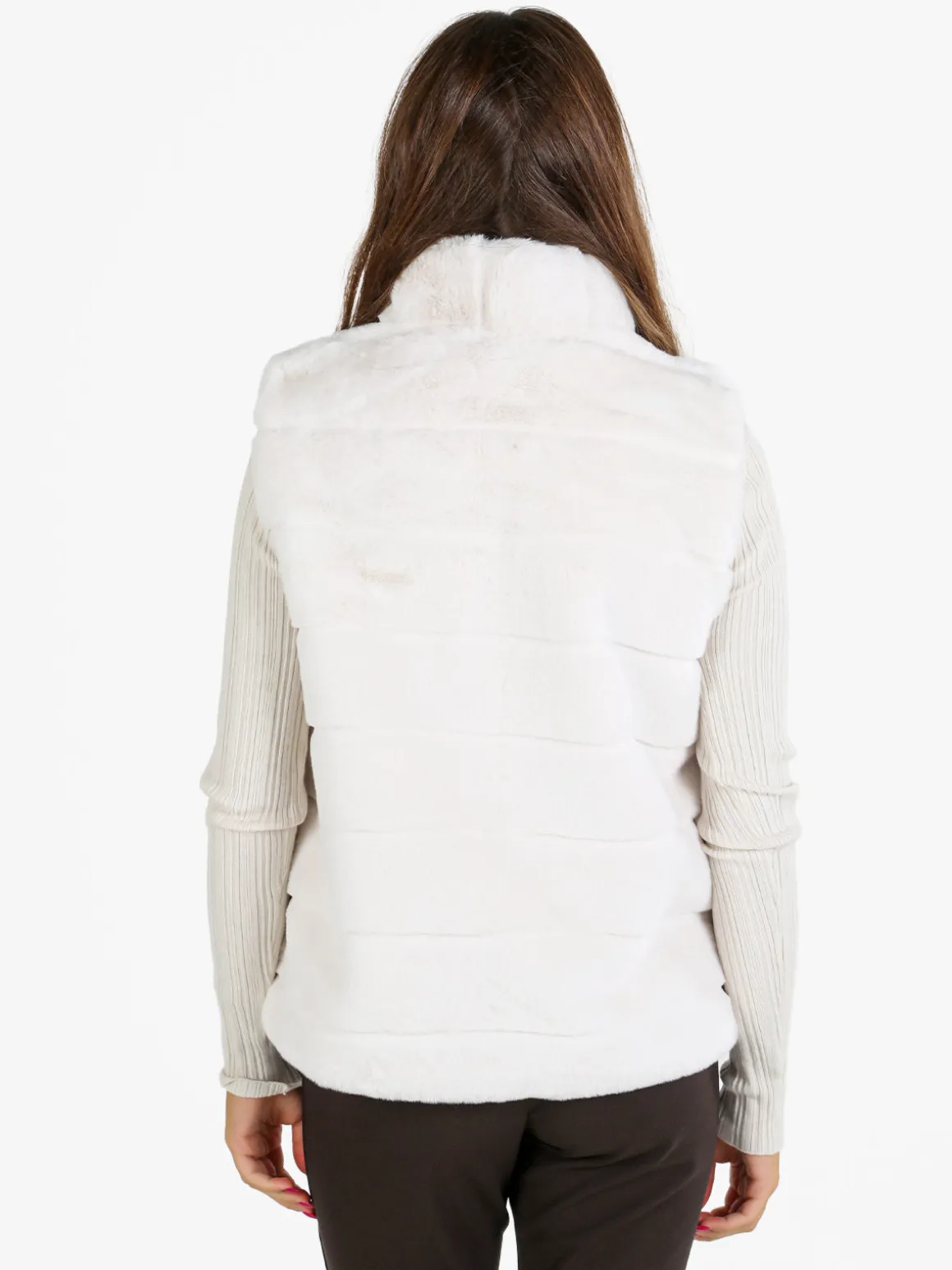 Swish Jeans Gilet donna in ecopelliccia - panna