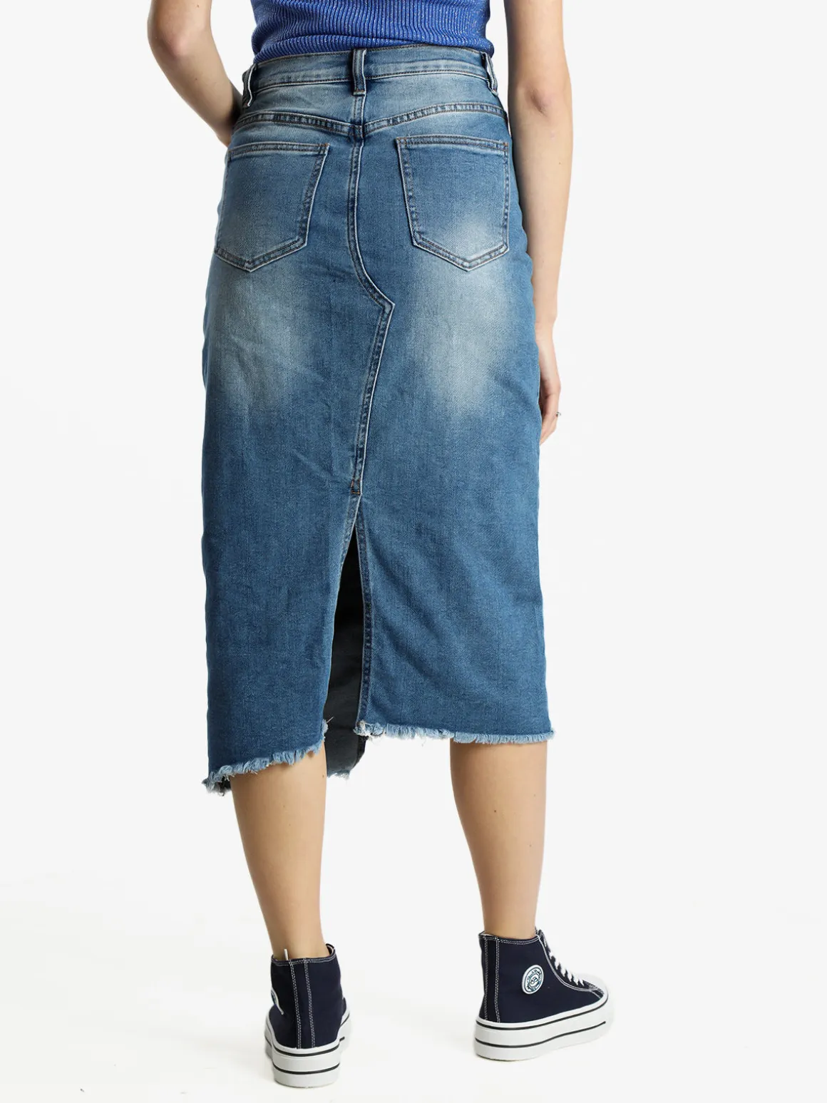 S.Woman Gonna midi in jeans con spacco sul retro