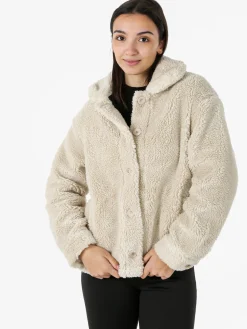 The People Rep Cappotto corto teddy da donna con bottoni - beige