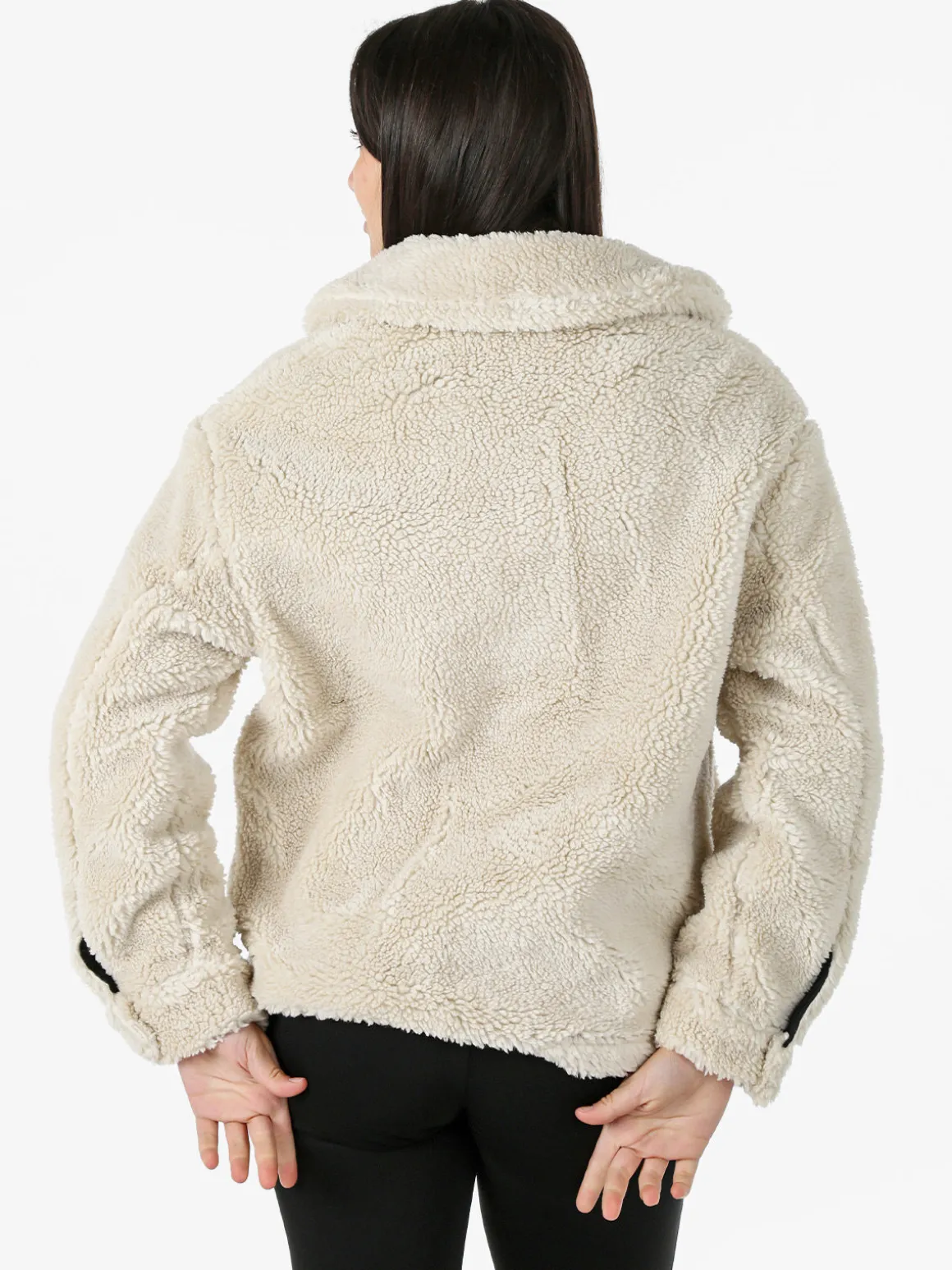 The People Rep Cappotto corto teddy da donna con bottoni - beige