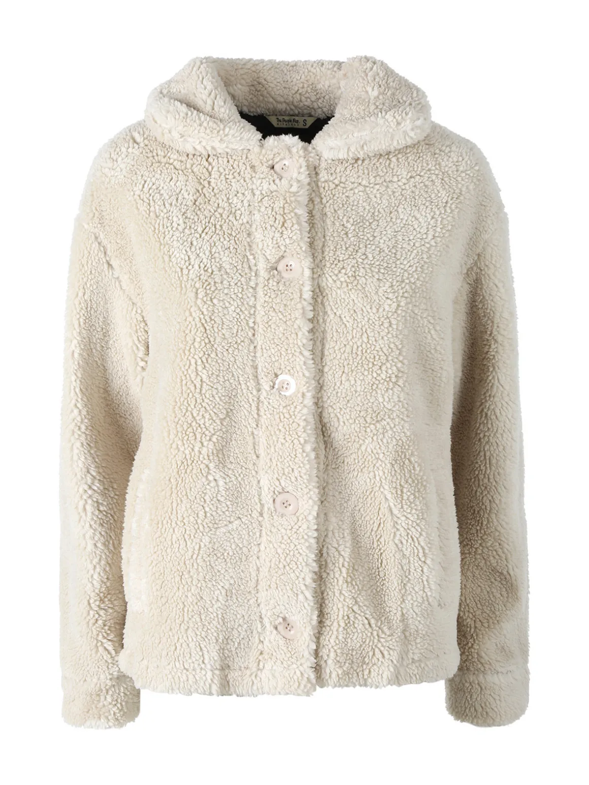 The People Rep Cappotto corto teddy da donna con bottoni - beige