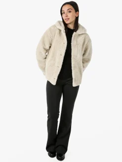 The People Rep Cappotto corto teddy da donna con bottoni - beige