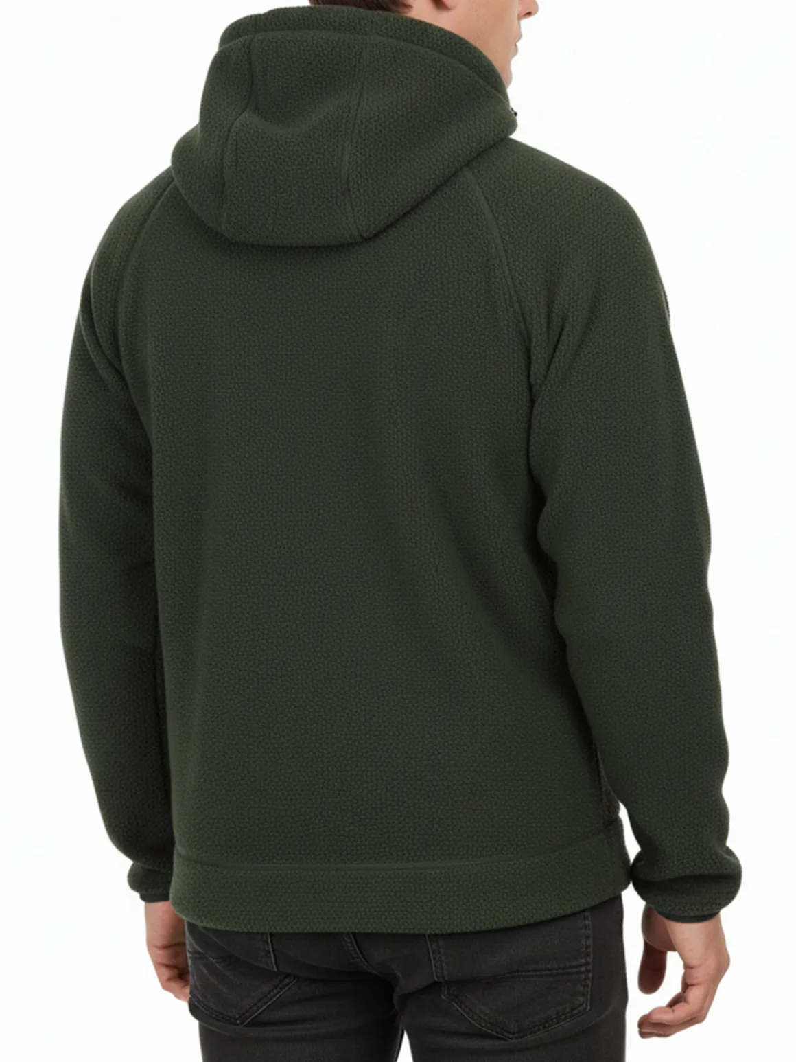 The People Rep Felpa teddy in pile da uomo con cappuccio e zip - militare