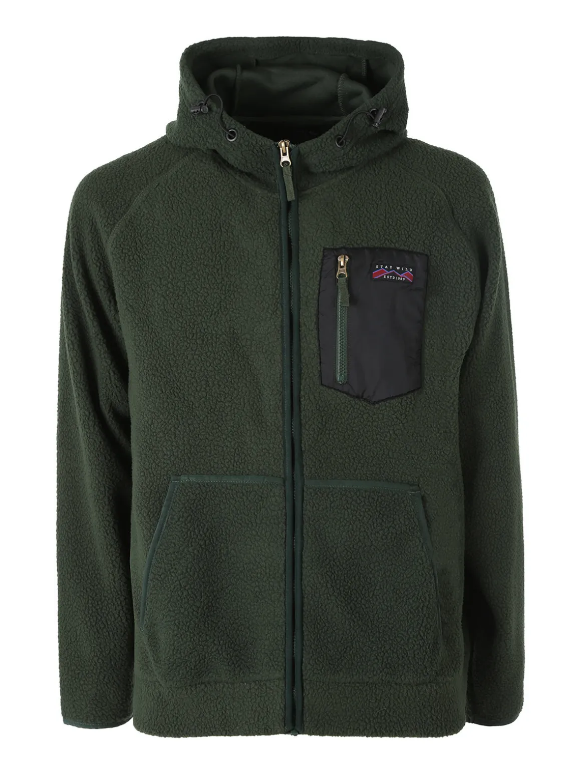 The People Rep Felpa teddy in pile da uomo con cappuccio e zip - militare