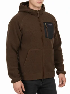 The People Rep Felpa teddy in pile da uomo con cappuccio e zip - marrone