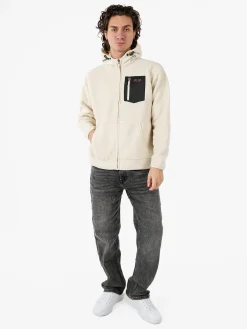 The People Rep Felpa teddy in pile da uomo con cappuccio e zip - beige