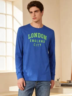 The People Rep T-shirt da uomo a maniche lunghe con stampa - blu