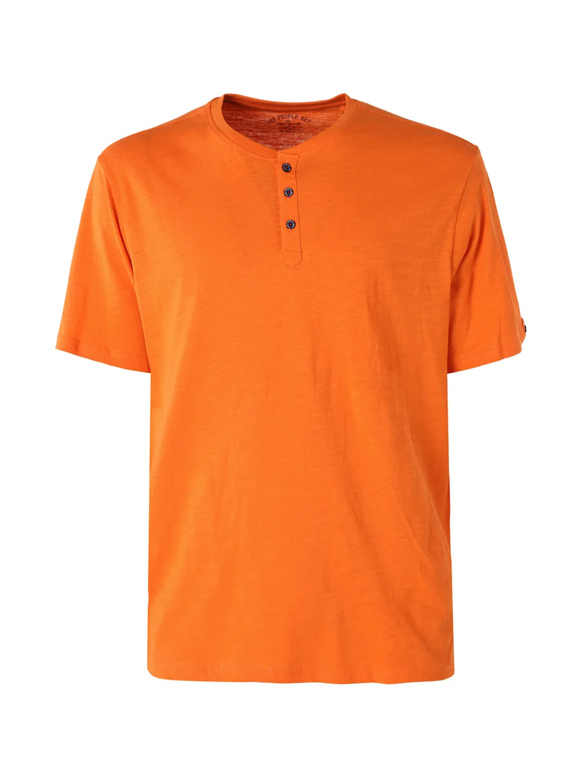 The People Rep T-shirt da uomo in cotone con bottoncini sullo scollo - arancione