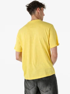 The People Rep T-shirt da uomo in cotone con bottoncini sullo scollo - giallo