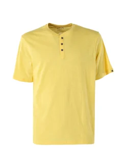 The People Rep T-shirt da uomo in cotone con bottoncini sullo scollo - giallo