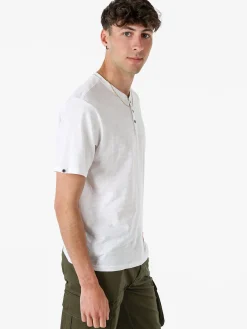 The People Rep T-shirt da uomo in cotone con bottoncini sullo scollo - bianco