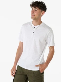 The People Rep T-shirt da uomo in cotone con bottoncini sullo scollo - bianco
