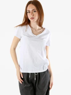 The People Rep T-shirt donna in cotone con scollo a V - bianco