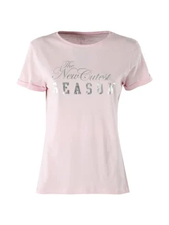 The People Rep T-shirt donna in cotone con scritta di strass e pietre - nero