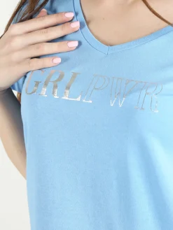The People Rep T-shirt donna in cotone con scollo a V e stampa scritta