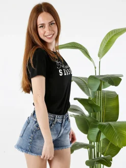 The People Rep T-shirt donna in cotone con stampa - nero