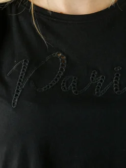 The People Rep T-shirt donna in cotone con ricamo - nero