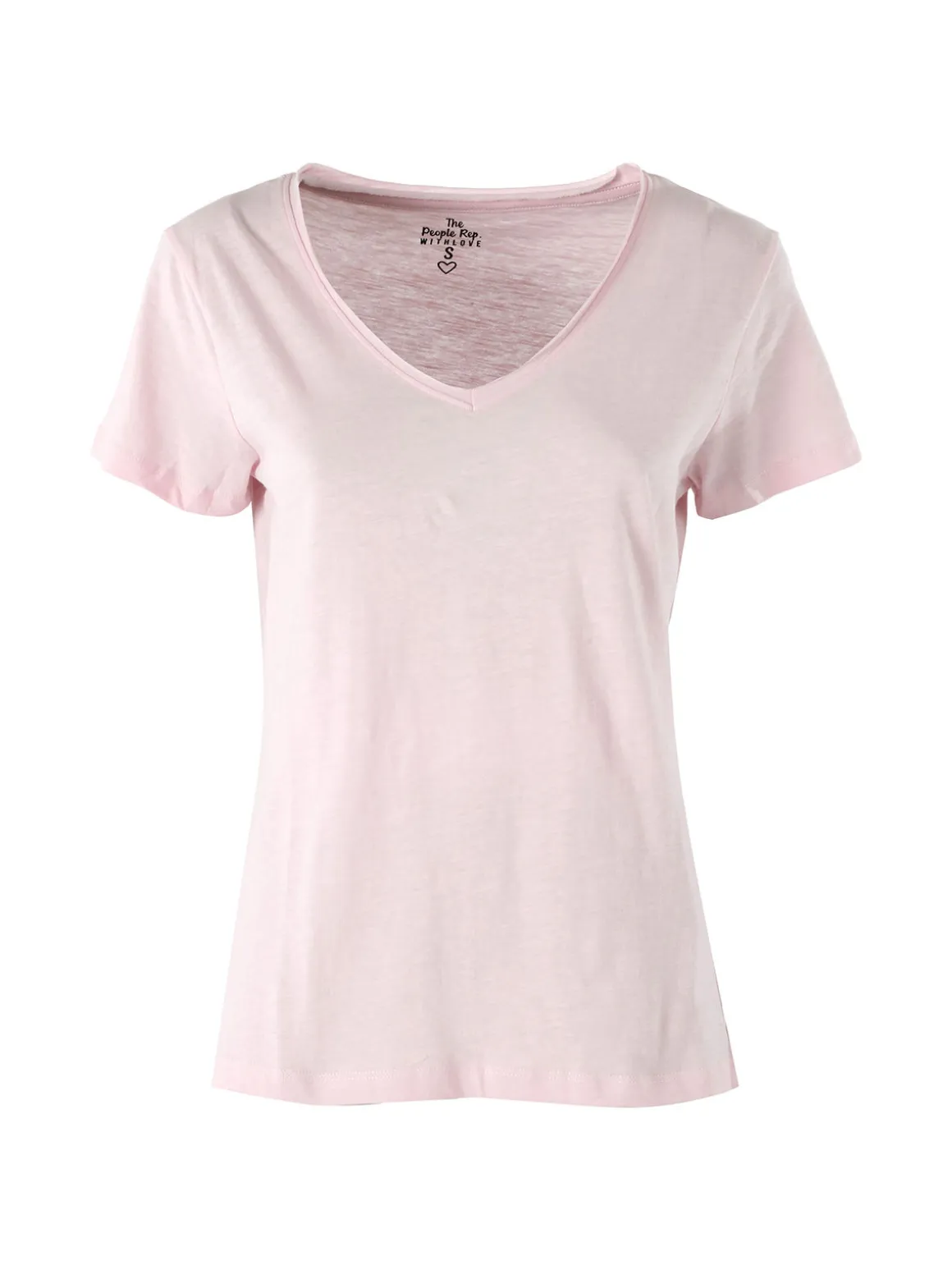The People Rep T-shirt donna in cotone con scollo a V - rosa
